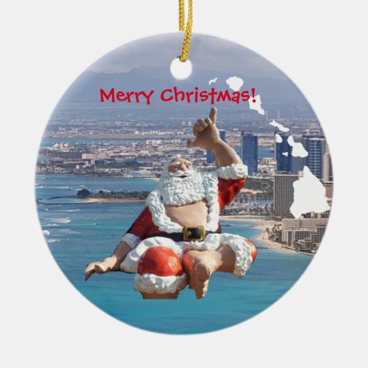 Hawaii Santa en Honolulu Keramisch Ornament (Voorkant)