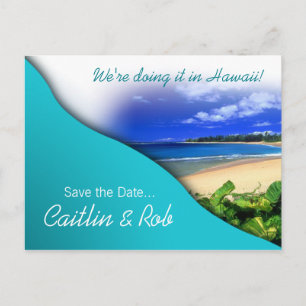 Hawaii Save the Date (aqua ocea) Aankondigingskaart