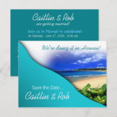 Hawaii Save The Date (aqua oceaan) Aankondigingskaart (Voorkant / Achterkant)
