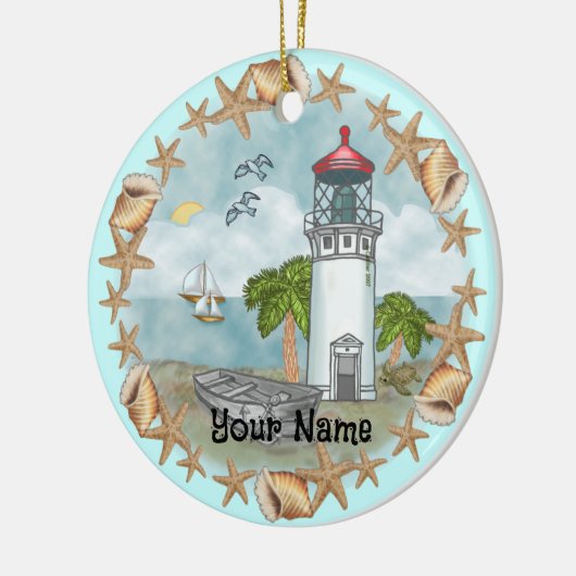Hawaii Shells Lighthouse Ornament (Links)