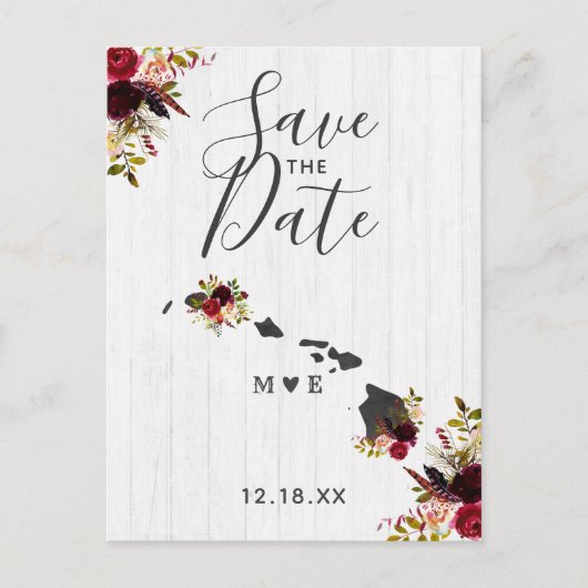 Hawaii Staat Bestemming Rustic Save the Date Aankondigingskaart (Voorkant)
