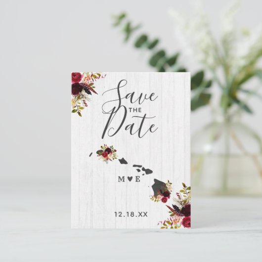 Hawaii Staat Bestemming Rustic Save the Date Aankondigingskaart (Staand voorkant)