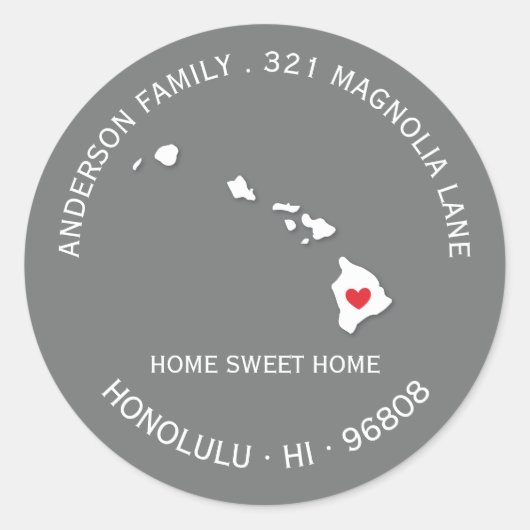HAWAII-staat | Nieuw thuisadres label Sticker (Voorkant)