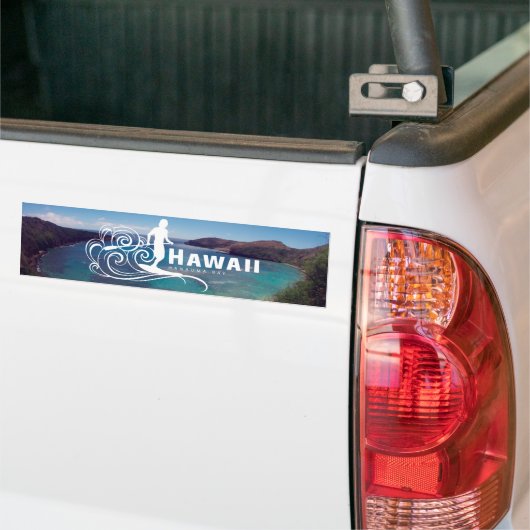 Hawaii Stand Up Paddle en Hanauma Bay Bumpersticker (Op Truck)