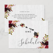 Hawaii State Bestemming Rustic Trouwschema Kaart (Voorkant / Achterkant)