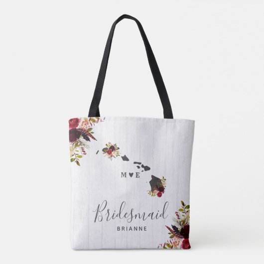 Hawaii State Bestemming Rustieke Bruiloft Monogram Draagtas (Achterkant)