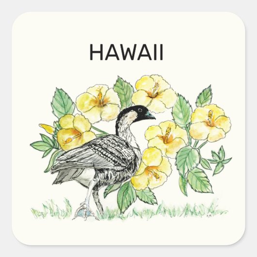 Hawaii State Bird and Flower Vierkante Sticker (Voorkant)