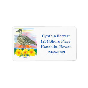 Hawaii State Bird Hibiscus retouradres Etiket