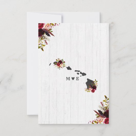 Hawaii State Destination Mariage rustique RSVP (Dos)