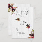 Hawaii State Destination Mariage rustique RSVP (Devant / Derrière)
