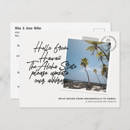 Hawaii State Destination Moving Faire-part (Devant / Derrière)