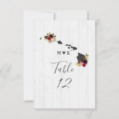 Hawaii State Destination Wedding Table Numbers Kaart (Achterkant)