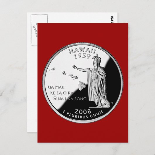 Hawaii State Faux Quarter Briefkaart (Voorkant / Achterkant)