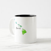 Hawaii State Map Waterverf Two-Tone Coffee Mok (Voorkant links)