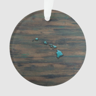 Hawaii State Vorm Blauwgroen Ornament