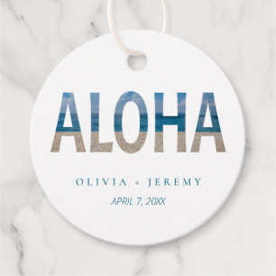 Hawaii strand foto Aloha bestemming bruiloft Bedankjes Labels