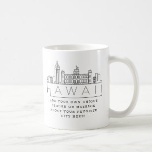Hawaii Stylisé Skyline   Mug café Slogan personn