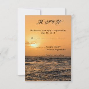 Hawaii Sunset Bruiloft RSVP Kaartje