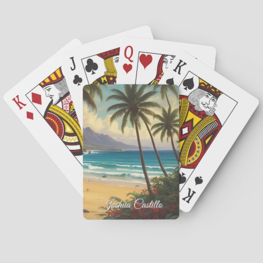 Hawaii Sunset Calligraphy Simple Professional Name Pokerkaarten (Achterkant)
