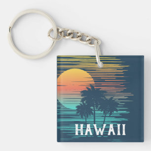 Hawaii Sunset Sunrise Graphic Topical Rainforest Sleutelhanger