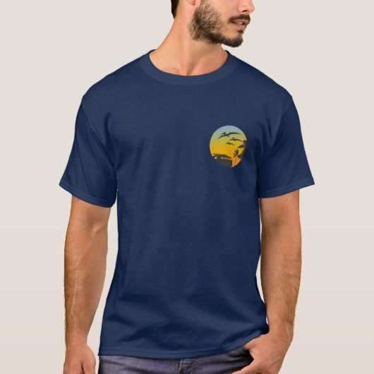 Hawaii Sunset Surf Dinosaur T-shirt (Voorkant)