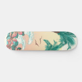 Hawaii Sunset Waves Hibiscus Flowers Palms Birds Skateboard (Horizontaal)