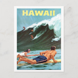 Hawaii, surfen, grote golf, oud briefkaart