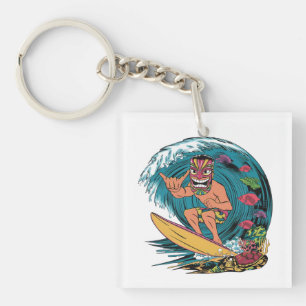 Hawaii surfen  kleurrijke badge met man in sleutelhanger
