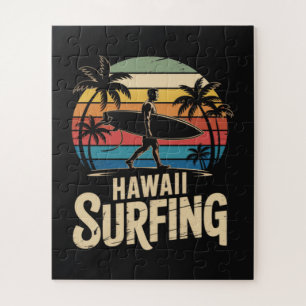 Hawaii Surfen Retro - Vintage Sunset Beach Surfer Legpuzzel