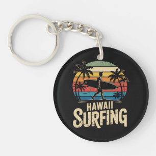 Hawaii Surfen Retro - Vintage Sunset Beach Surfer Sleutelhanger