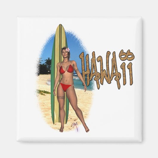 Hawaii Surfer Girl Magnet (Devant)