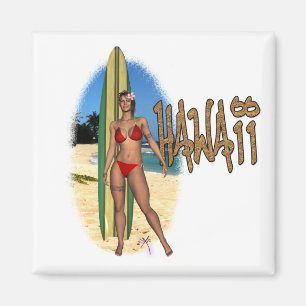 Hawaii Surfer Girl Magnet Magneet