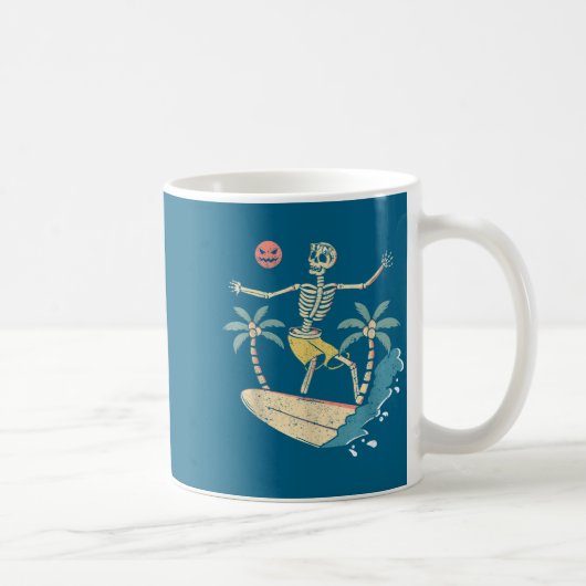 Hawaii Surfer Skeleton Halloween Beach Y Soky Surf Koffiemok (Rechts)