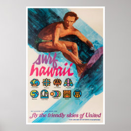Hawaii Surfing Poster United Airlines Kunst Grote