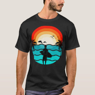 Hawaii Surfing Retro Illustratie Surfer T-shirt