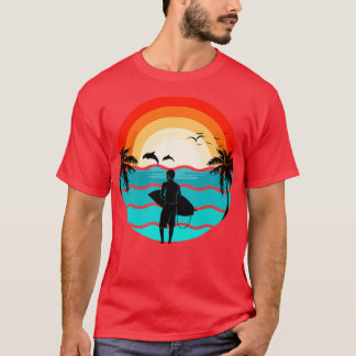 Hawaii Surfing Retro Illustratie Surfer T-shirt