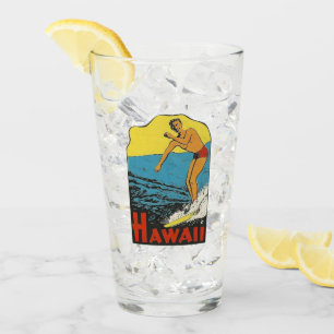 Hawaii Surfing Vintage Travel Pint Glass Glas