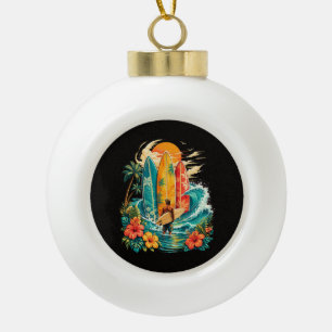 Hawaii Surfplank Golf Beach Surfer Vintage Keramische Bal Ornament