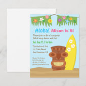 Hawaii Tiki Luau Beach Theme Birthday Party Kaart (Voorkant / Achterkant)