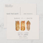 Hawaii Tiki Mask Wedding Save the Dates Aankondigingskaart (Voorkant / Achterkant)