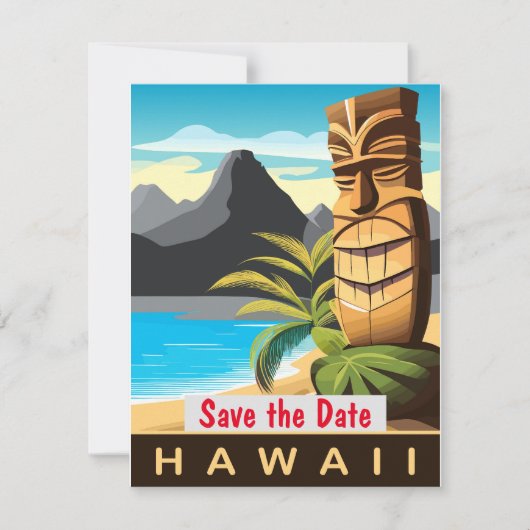 Hawaii Tiki Strand Oudheid Save The Date (Voorkant)