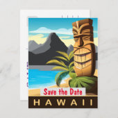 Hawaii Tiki Strand Oudheid Save The Date (Voorkant / Achterkant)