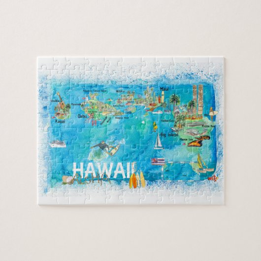 Hawaii Travel-kaart Legpuzzel (Horizontaal)