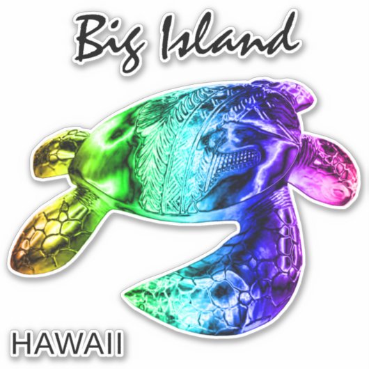 Hawaii Tribal Honu Rainbow Sticker (Voorkant)
