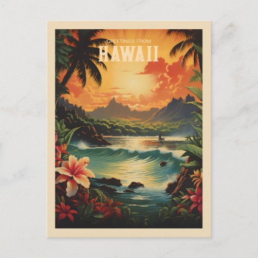  Hawaii Tropical Beach Travel Briefkaart (Voorkant)
