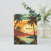 Hawaii Tropical Beach Vintage Travel Briefkaart (Staand voorkant)
