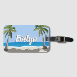 Hawaii Tropical Palm Tree Beach Personalized  Bagagelabel