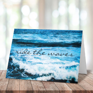 Hawaii Tropisch Blauw Oceaan Ride the Waves Script Kaart