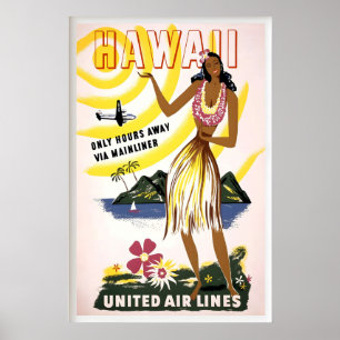 Hawaii Tropisch Eiland Verenigde Staten Vintage Poster