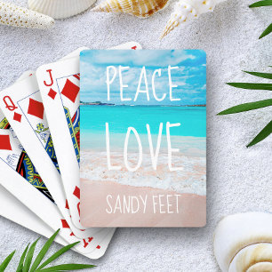 Hawaii Tropisch Strand Foto Vrede Liefde Zandige V Pokerkaarten